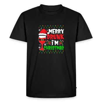 Merry Drunk I'm Christmas Wine Beer Spirit - Men's Premium Organic T-Shirt - black - Front - Nico (187cm)