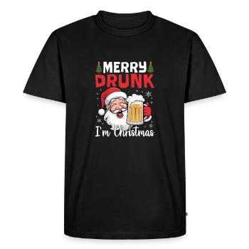 Merry Drunk I'm Christmas Spirit Wine Beer - Men's Premium Organic T-Shirt - black - Front - Nico (187cm)