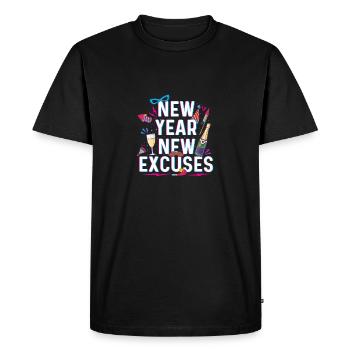 New Year New Excuses - 2025 Celebration - Men's Premium Organic T-Shirt - black - Front - Nico (187cm)