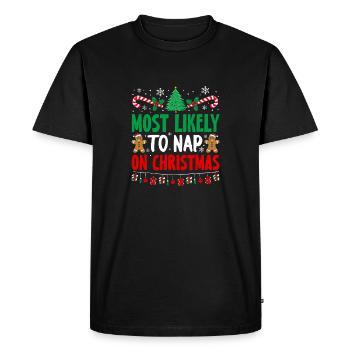 Most Likely To Nap On Christmas Sleep Holiday - Men's Premium Organic T-Shirt - black - Front - Nico (187cm)