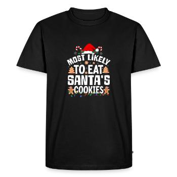 Le plus susceptible de manger des biscuits du Père Noël Noël coquin - T-shirt Premium bio Homme - noir - Devant - Nico (187cm)