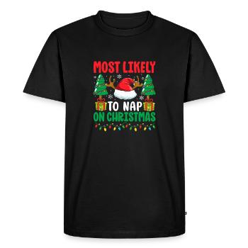 Most Likely To Nap On Christmas Holiday Sleep - Men's Premium Organic T-Shirt - black - Front - Nico (187cm)