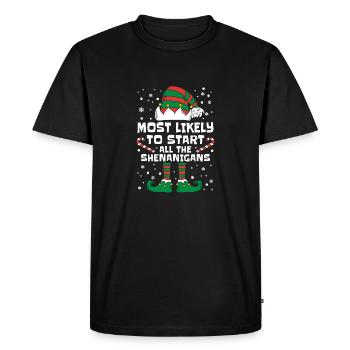 Most Likely To Start All The Shenanigans Christmas - Men's Premium Organic T-Shirt - black - Front - Nico (187cm)