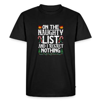 Sur la liste des vilains et je ne regrette rien Noël - T-shirt Premium bio Homme - noir - Devant - Nico (187cm)
