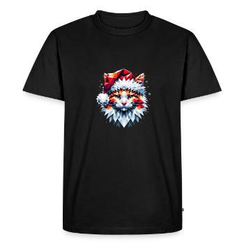 Polygon Design - Chat chat avec chapeau de Père Noël - T-shirt Premium bio Homme - noir - Devant - Nico (187cm)