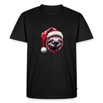 Polygon Art Sloth Santa Hat Original - Men's Premium Organic T-Shirt - black - Front - Nico (187cm)