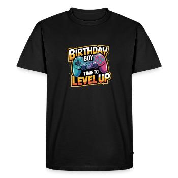 Birthday Boy Time to Level Up Birthday Gamer Boys - T-shirt Premium bio Homme - noir - Devant - Nico (187cm)