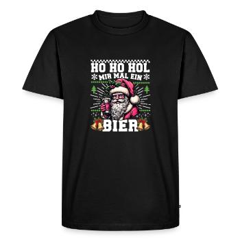 Ho Ho get me a beer Christmas Christmas - Men's Premium Organic T-Shirt - black - Front - Nico (187cm)