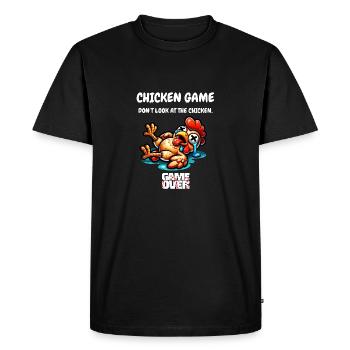 Chicken Game - Don't look at the Chicken Game Over - Men's Premium Organic T-Shirt - black - Front - Nico (187cm)