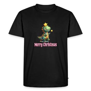 Mignon bébé dinosaure T-Rex Joyeux Noël - T-shirt Premium bio Homme - noir - Devant - Nico (187cm)