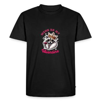 Wine is My Valentine: Raccoon with Wine Glass - Men's Premium Organic T-Shirt - black - Front - Nico (187cm)