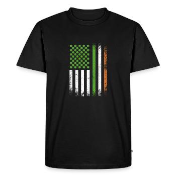Patriotic Irish American Flag Ireland St. Patricks - Men's Premium Organic T-Shirt - black - Front - Nico (187cm)