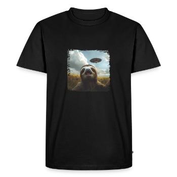 Funny Sloth Selfie Ufo Meme Gift - Men's Premium Organic T-Shirt - black - Front - Nico (187cm)