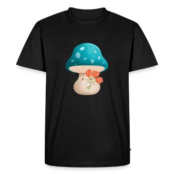 Mignon Murshoom tenant des fleurs - T-shirt Premium bio Homme - noir - Devant - Nico (187cm)
