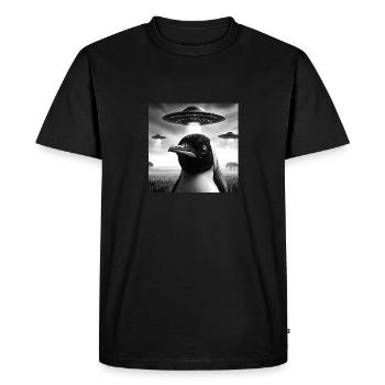 pingouin empereur Selfie graphique drôle avec des OVNI Wei - T-shirt Premium bio Homme - noir - Devant - Nico (187cm)
