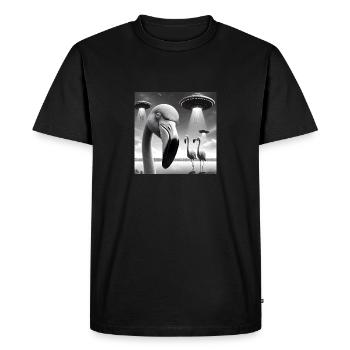 Flamingo Science-fiction Drôle Selfie graphique avec OVNI Wei - T-shirt Premium bio Homme - noir - Devant - Nico (187cm)