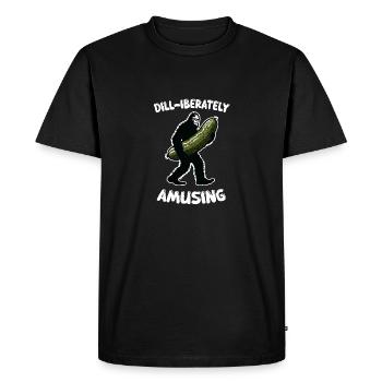 Dill-iberately amusing. Pickle Dill Bigfoot Sasqua - Men's Premium Organic T-Shirt - black - Front - Nico (187cm)