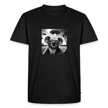 Koala kaola Funny Graphic Selfie with UFOs Weird A - Men's Premium Organic T-Shirt - black - Front - Nico (187cm)