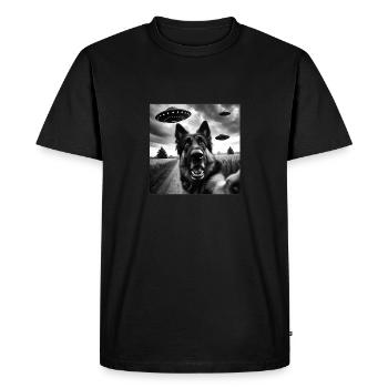 Berger allemand Drôle GSP Selfie avec des OVNI Bizarre A - T-shirt Premium bio Homme - noir - Devant - Nico (187cm)