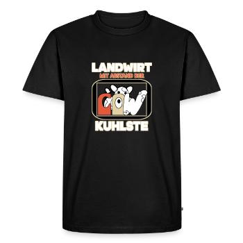La vache fermière la plus cool - T-shirt Premium bio Homme - noir - Devant - Nico (187cm)