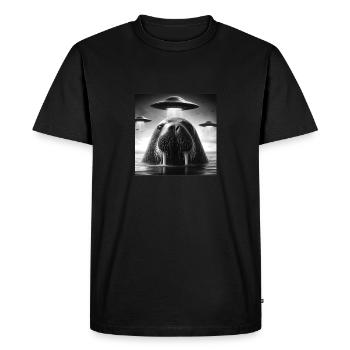 Morse Lion de mer Selfie graphique drôle avec OVNI Wei - T-shirt Premium bio Homme - noir - Devant - Nico (187cm)