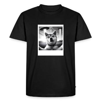 Shiba Inu Dog Dad Mom Funny Graphic Selfie UFOs We - Men's Premium Organic T-Shirt - black - Front - Nico (187cm)
