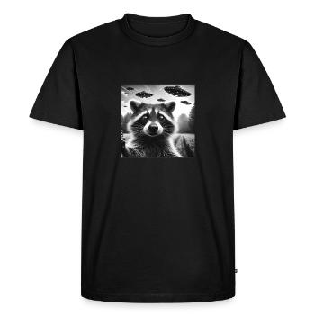 Racoon trash panda Funny Graphic Selfie UFOs Weir - Men's Premium Organic T-Shirt - black - Front - Nico (187cm)