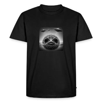 Puffer2 Fish Selfie graphique drôle avec des OVNI étranges - T-shirt Premium bio Homme - noir - Devant - Nico (187cm)
