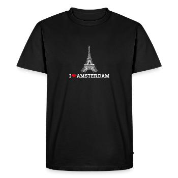 I Love Eiffel Tower Amsterdam Heart Netherlands - Men's Premium Organic T-Shirt - black - Front - Nico (187cm)