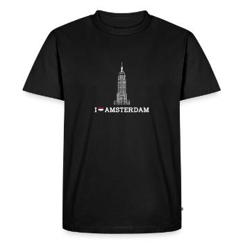 Empire Building Pays-Bas I Love Amsterdam Drapeau - T-shirt Premium bio Homme - noir - Devant - Nico (187cm)