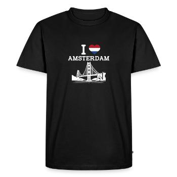 J’aime le plaisir du Golden Gate Bridge de l’Amsterdam Heart Flag - T-shirt Premium bio Homme - noir - Devant - Nico (187cm)