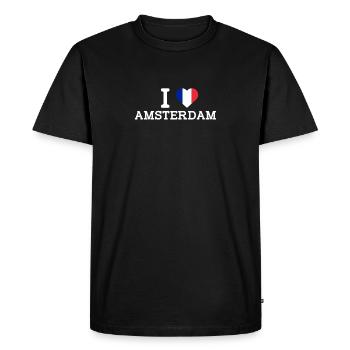 I Love Amsterdam France Heart Flag France Lover - Men's Premium Organic T-Shirt - black - Front - Nico (187cm)