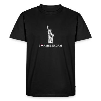 I Love Amsterdam Statue Of Liberty Netherland Flag - Men's Premium Organic T-Shirt - black - Front - Nico (187cm)