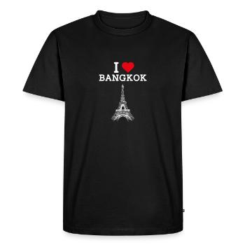 J’aime Bangkok Coeur Drapeau Thaïlande Tour Eiffel - T-shirt Premium bio Homme - noir - Devant - Nico (187cm)