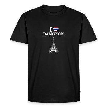 J’aime Bangkok Cool Thaïlande Jeu de mots Tour Eiffel Fun - T-shirt Premium bio Homme - noir - Devant - Nico (187cm)