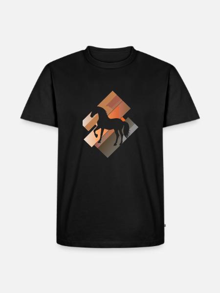 Pferd Hufeisen Pferdesport - Männer Premium Bio T-Shirt - Schwarz
