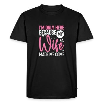 Drôle de mari disant motif avec humour - T-shirt Premium bio Homme - noir - Devant - Nico (187cm)