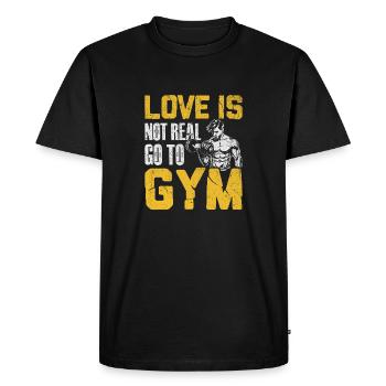 L’amour n’est pas réel Aller à la salle de sport Conception de fitness - T-shirt Premium bio Homme - noir - Devant - Nico (187cm)