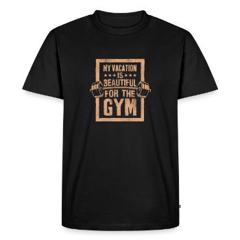 Vacances pour la salle de sport Fitness Motivation - T-shirt Premium bio Homme - noir - Devant - Nico (187cm)