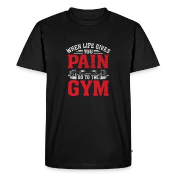 Quand la vie vous fait mal, allez à la salle de sport - T-shirt Premium bio Homme - noir - Devant - Nico (187cm)