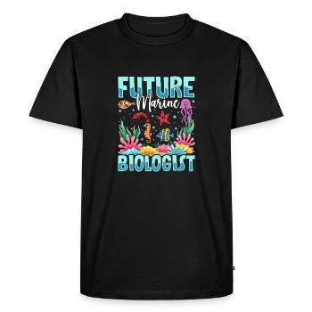 Futur biologiste marin – Amoureux de l’océan - T-shirt Premium bio Homme - noir - Devant - Nico (187cm)