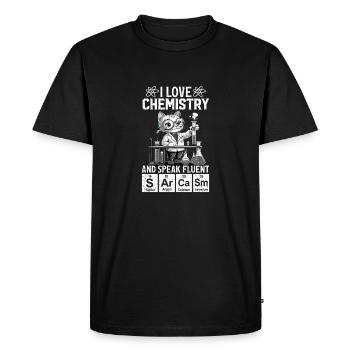 J’aime la chimie Funny Science Cat - T-shirt Premium bio Homme - noir - Devant - Nico (187cm)