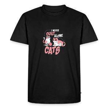 I Never Quilt Alone I Have Cats Quilter Quilting - Men's Premium Organic T-Shirt - black - Front - Nico (187cm)