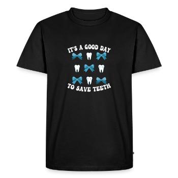 Bonne journée pour sauver les dents - T-shirt Premium bio Homme - noir - Devant - Nico (187cm)