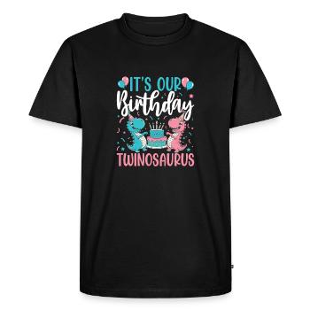 Twinosaurus Dino Anniversaire - T-shirt Premium bio Homme - noir - Devant - Nico (187cm)