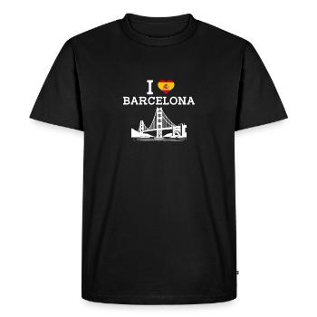 J’aime Barcelone Drapeau Espagne Golden Gate Bridge Jeu de mots - T-shirt Premium bio Homme - noir - Devant - Nico (187cm)