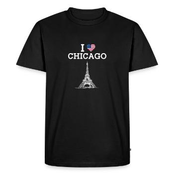 I Love Chicago Tower USA Flag Lover Eiffel Tower - Men's Premium Organic T-Shirt - black - Front - Nico (187cm)