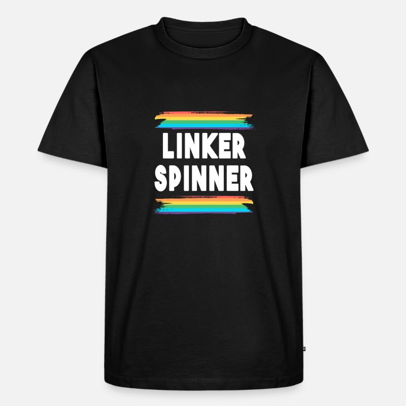 Linker Spinner Regenbogen Menschenrechte links - Männer Premium Bio T-Shirt - Schwarz