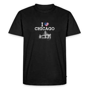 J’aime Chicago Heart Flag Golden Gate Bridge Lover - T-shirt Premium bio Homme - noir - Devant - Nico (187cm)