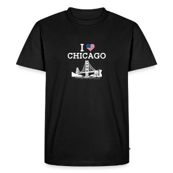 J’aime Chicago États-Unis Heart Flag Golden Gate Bridge - T-shirt Premium bio Homme - noir - Devant - Nico (187cm)